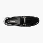 M & R Clothing Stacy Adams Sheridan black patent leather driver slip-on shoe with silver horsebit hardware top view