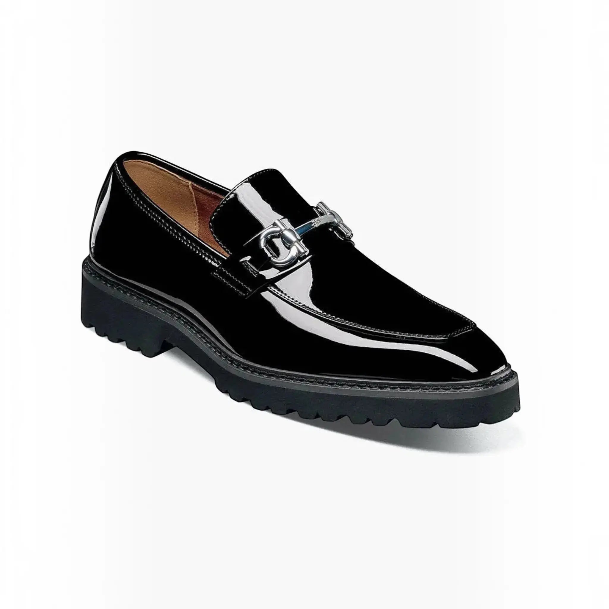 M & R Clothing Stacy Adams Carabello black patent leather slip-on loafer with silver-tone horsebit hardware
