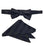 M & R Clothing Stacy Adams black pre-tied bow tie and matching diagonal stripe pocket square set for formal weddings.