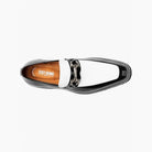 M & R Clothing Stacy Adams Carabello black and white patent leather horsebit slip-on shoe, top view.