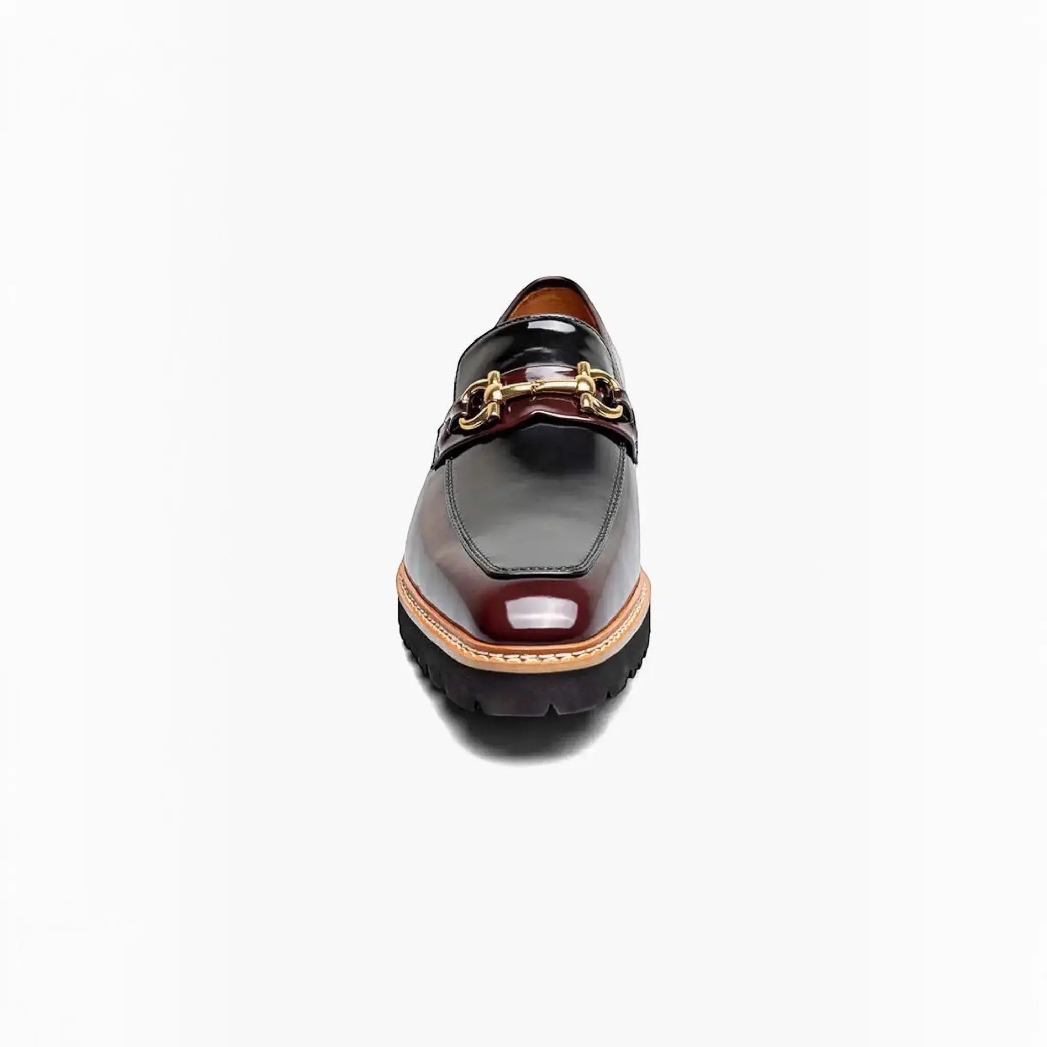 M & R Clothing Stacy Adams Carabello burgundy patent leather horsebit slip-on shoe with gold-tone hardware