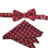 M & R Clothing Stacy Adams burgundy polka dot pre-tied bow tie and matching pocket square set for formal events