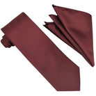 M & R Clothing Stacy Adams burgundy solid necktie and matching pocket square set for formal occasions