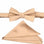 M & R Clothing Stacy Adams solid champagne satin bowtie and matching pocket square set for formal wear.