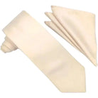 M & R Clothing Stacy Adams solid cream necktie and matching folded pocket square set for formal occasions