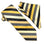 M & R Clothing Stacy Adams striped necktie and matching pocket square in gold, black, and textured grey tones.