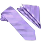M & R Clothing Stacy Adams grape purple tonal striped necktie and matching pocket square set for formal weddings.