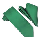 M & R Clothing Stacy Adams solid green necktie and matching pocket square set for formal occasions
