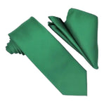 M & R Clothing Stacy Adams solid green necktie and matching pocket square set for formal occasions