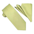 M & R Clothing Stacy Adams solid light green necktie and matching pocket square set for formal occasions.