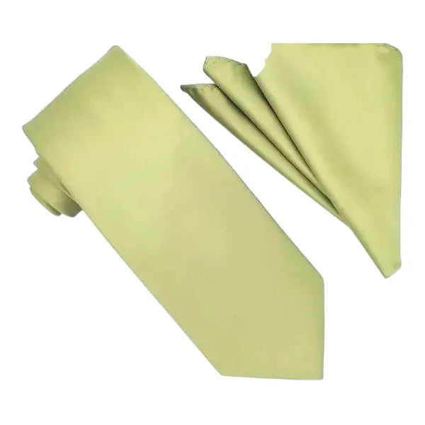 M & R Clothing Stacy Adams solid light green necktie and matching pocket square set for formal occasions.