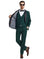 M & R Clothing Stacy Adams dark green 3-piece tuxedo with satin shawl collar, vest, and patterned interior lining.