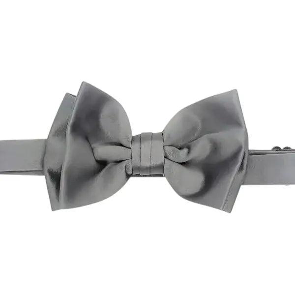 M & R Clothing Stacy Adams pre-tied solid grey bow tie for formal events and tuxedo ensembles