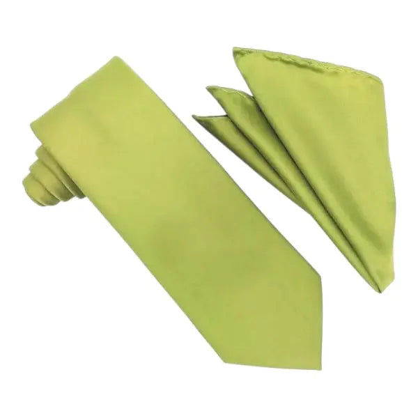 M & R Clothing Stacy Adams solid lime green necktie and matching pocket square set for formal occasions