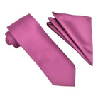 M & R Clothing Stacy Adams solid magenta necktie and matching pocket square set for formal occasions
