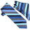 M & R Clothing Stacy Adams navy and light blue striped necktie and matching pocket square set for formal wear.
