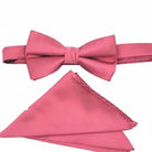 M & R Clothing Stacy Adams solid pink satin bowtie and matching pocket square set for formal events