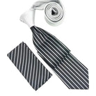 M & R Clothing Stacy Adams black and white vertical pinstripe necktie and matching pocket square set