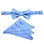 M & R Clothing Stacy Adams powder blue striped pre-tied bow tie and matching pocket square set for formal weddings