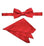 M & R Clothing Stacy Adams red pre-tied bow tie and matching pocket square with a subtle diagonal stripe pattern.