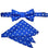M & R Clothing Stacy Adams royal blue pre-tied bow tie and matching pocket square set with white polka dot pattern
