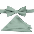 M & R Clothing Stacy Adams sage green satin bowtie and matching pocket square set for formal events