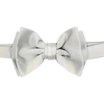 M & R Clothing Stacy Adams solid silver pre-tied bow tie for formal tuxedo or suit attire