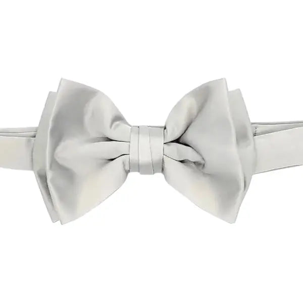 M & R Clothing Stacy Adams solid silver pre-tied bow tie for formal tuxedo or suit attire