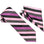 M & R Clothing Stacy Adams pink, purple, and black striped necktie and matching pocket square set for formal wear.