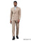 M & R Clothing Stacy Adams double breasted tan suit worn by a model with a grey turtleneck and black boots