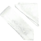 M & R Clothing Stacy Adams white paisley necktie and matching pocket square set for formal occasions