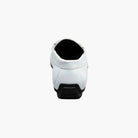 M & R Clothing Stacy Adams Sheridan white patent leather driver slip-on shoe, rear view showing durable black sole.