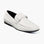 M & R Clothing Stacy Adams Sheridan white patent leather driver slip-on shoe with silver horsebit hardware detail