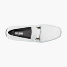 M & R Clothing Stacy Adams Sheridan white patent leather driver slip-on shoe with silver horsebit hardware