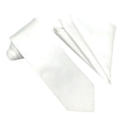 M & R Clothing Stacy Adams solid white necktie and matching pocket square set for formal occasions