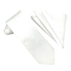 M & R Clothing Stacy Adams solid white necktie and matching pocket square set for formal occasions
