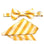 M & R Clothing Stacy Adams yellow and white diagonal stripe pre-tied bow tie and matching pocket square set