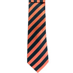 M & R Clothing Augustino striped tie and pocket square set in orange and dark green woven fabric