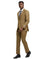 Model wearing a tan M & R Clothing Stacy Adams sharkskin 3-piece suit with a white shirt and dark loafers