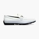 M & R Clothing Stacy Adams Sheridan white patent leather slip-on driver with silver horsebit hardware