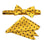 M & R Clothing Stacy Adams yellow bow tie and pocket square set with black polka dot pattern for formal wear