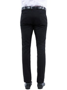 Back view of M & R Clothing Zegarie men's black formal tuxedo dress pants with a tailored fit and belt loops.