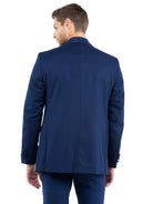 M & R Clothing Zegarie men's navy blue tailored-fit tuxedo jacket with shawl collar viewed from the back
